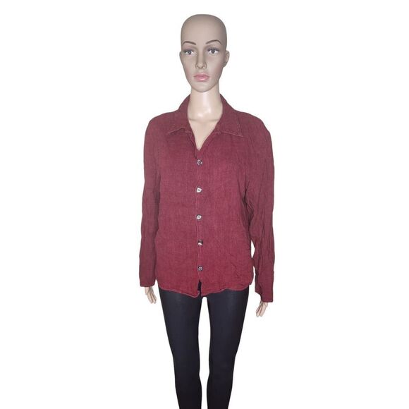 Cp shades women's linen blend button down lagenlook casual shaket Size Medium